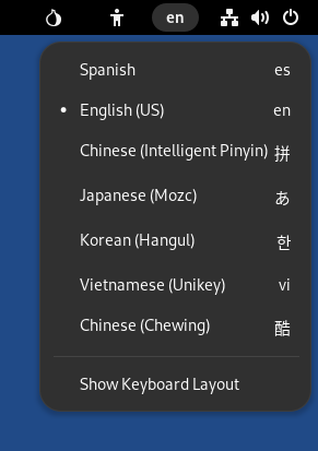 Menu do teclado