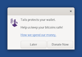 Popup beim Starten von Electrum mit
Schaltfläche zum Spenden